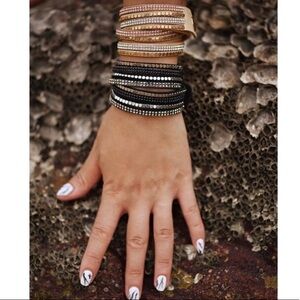 Suede Crystal Wrap Bracelets